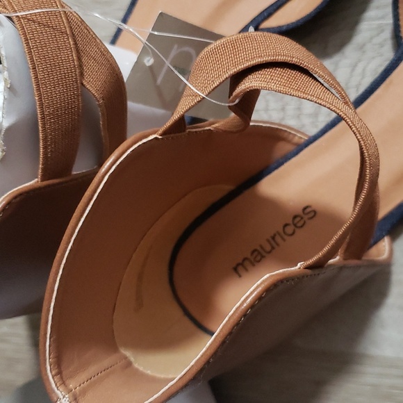 Maurices Penny Open Side Ballet Flat Denim/Brown 10M NWT - Picture 6 of 7